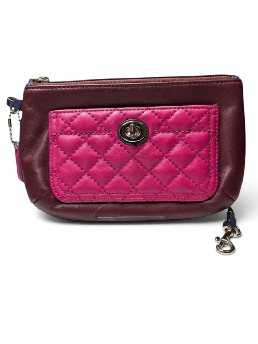 COACH Park F50097 Quilted Leather Wristlet Burgundy Pink Colorblock